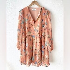 NWT Greylin Unwritten Peach Floral Long Sleeve Dress